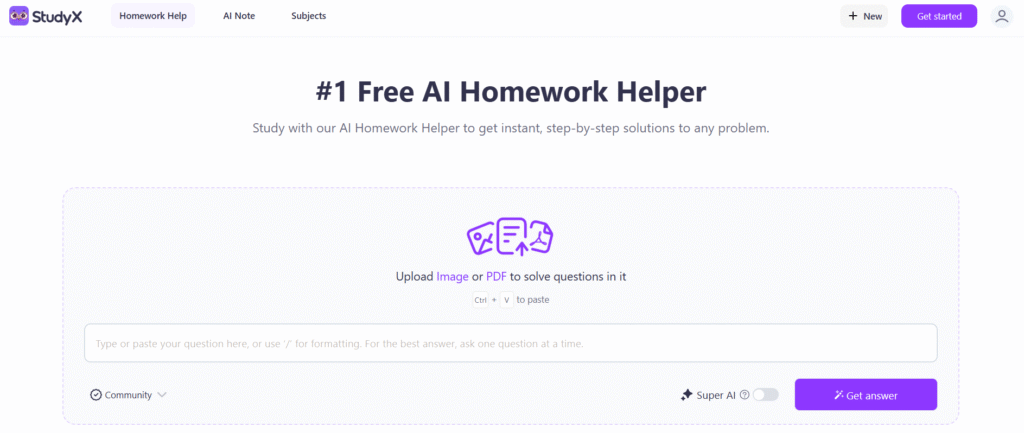 StudyX AI homework assistant