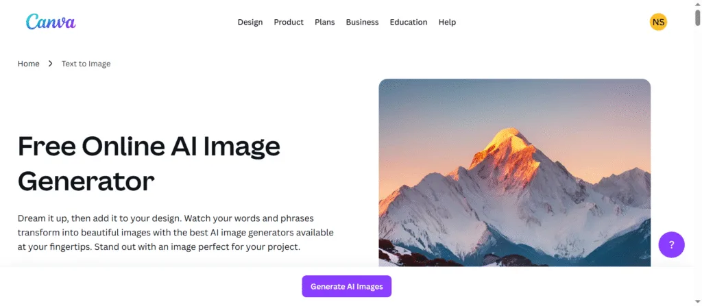 Canva AI Image generator